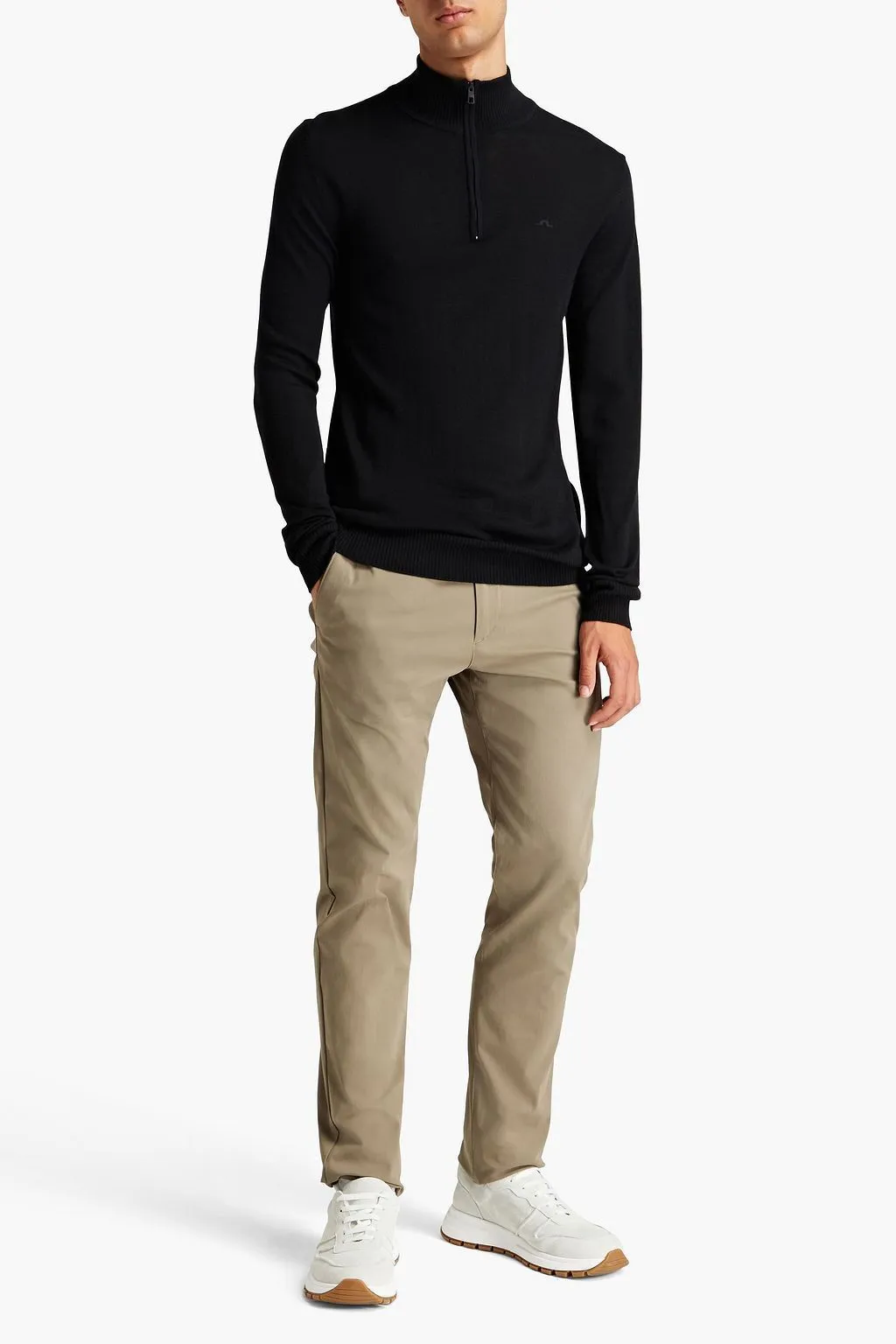 J.LINDEBERG  |Wool Sweat Blended Fabrics Street Style V-Neck Long Sleeves