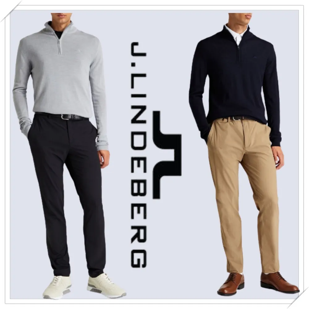 J.LINDEBERG  |Wool Sweat Blended Fabrics Street Style V-Neck Long Sleeves