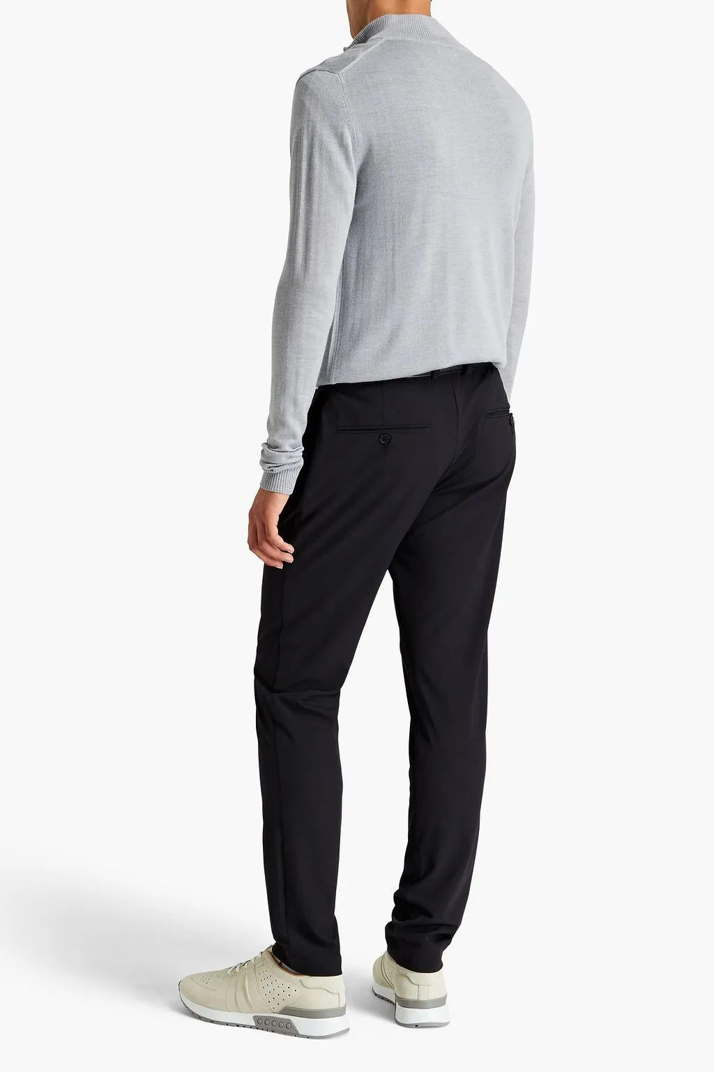 J.LINDEBERG  |Wool Sweat Blended Fabrics Street Style V-Neck Long Sleeves