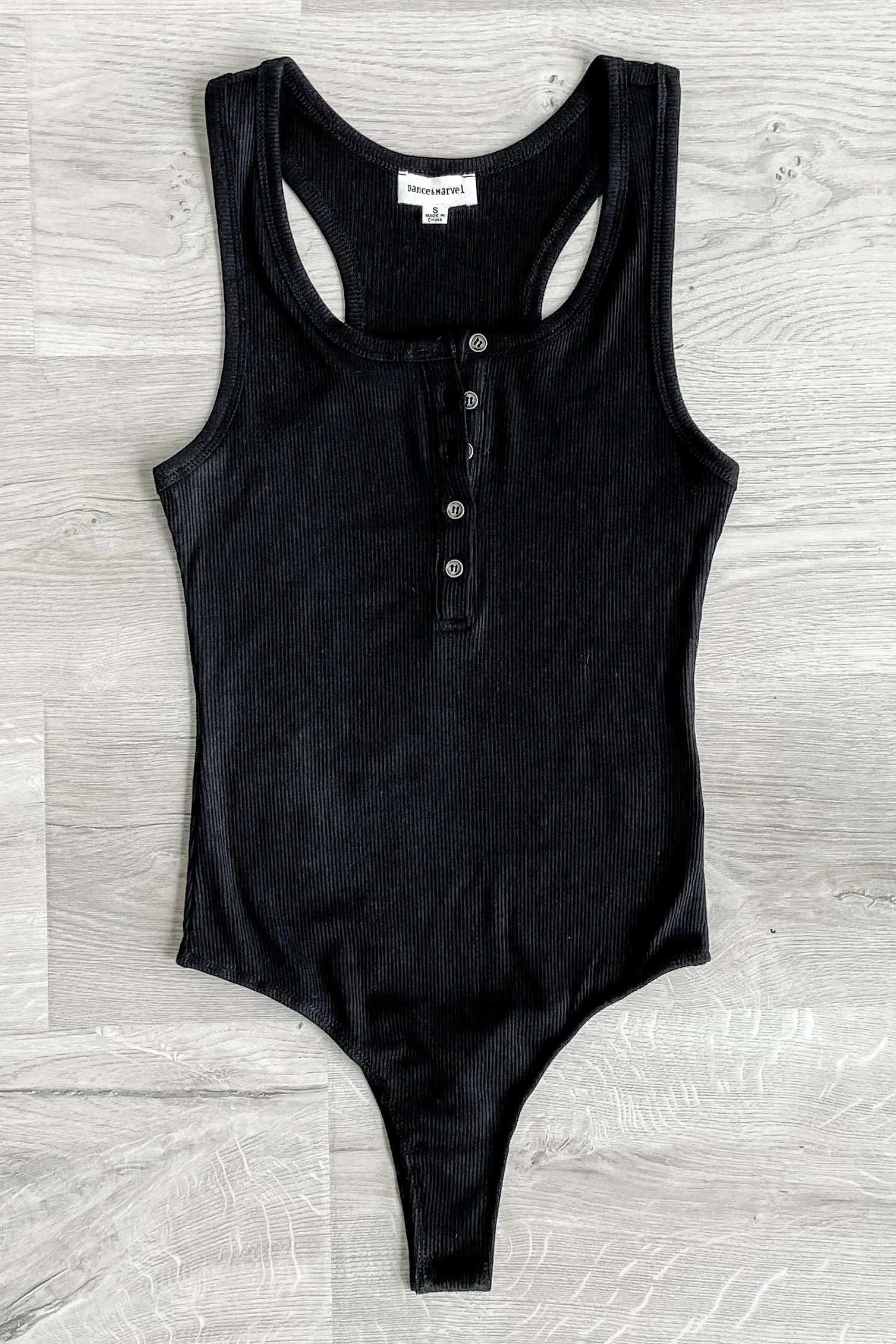 Let Them Wonder Button Bodysuit- Black