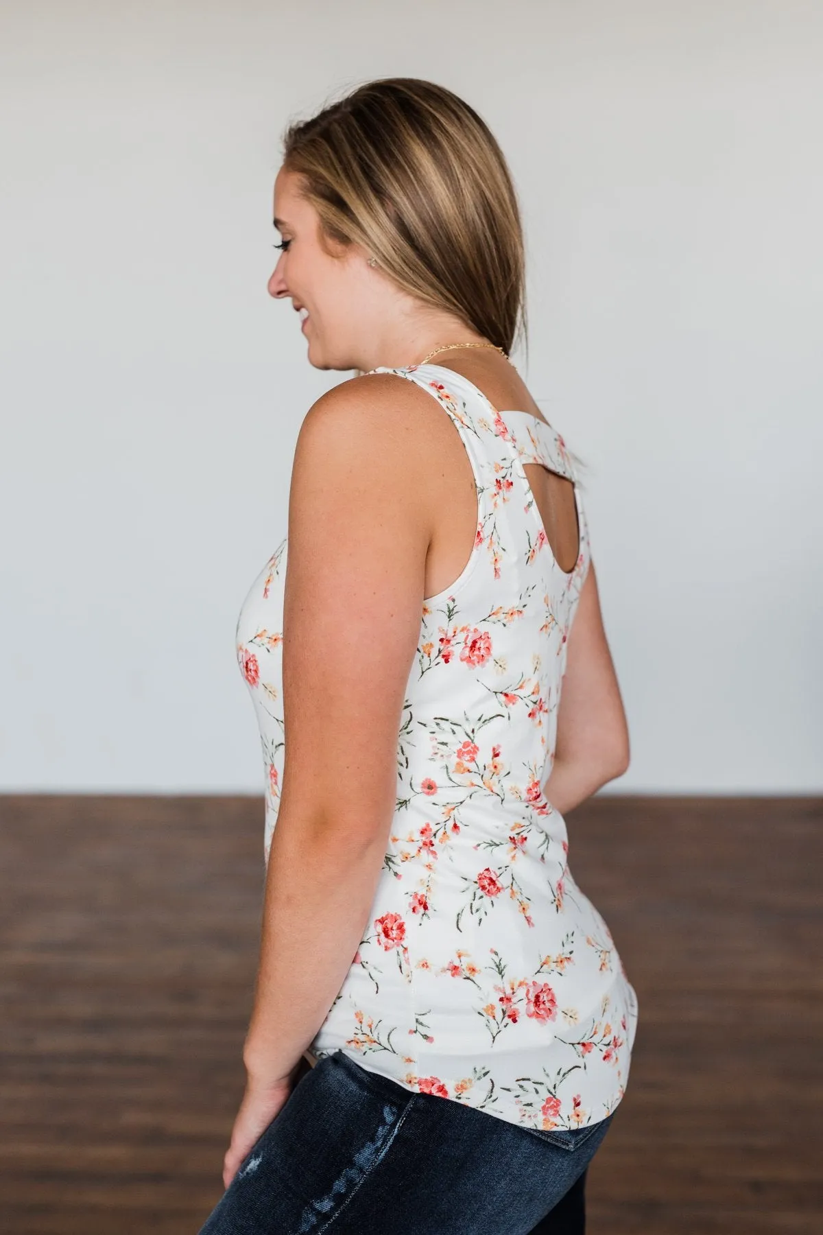 Let's Begin Again Floral Tank Top- Ivory