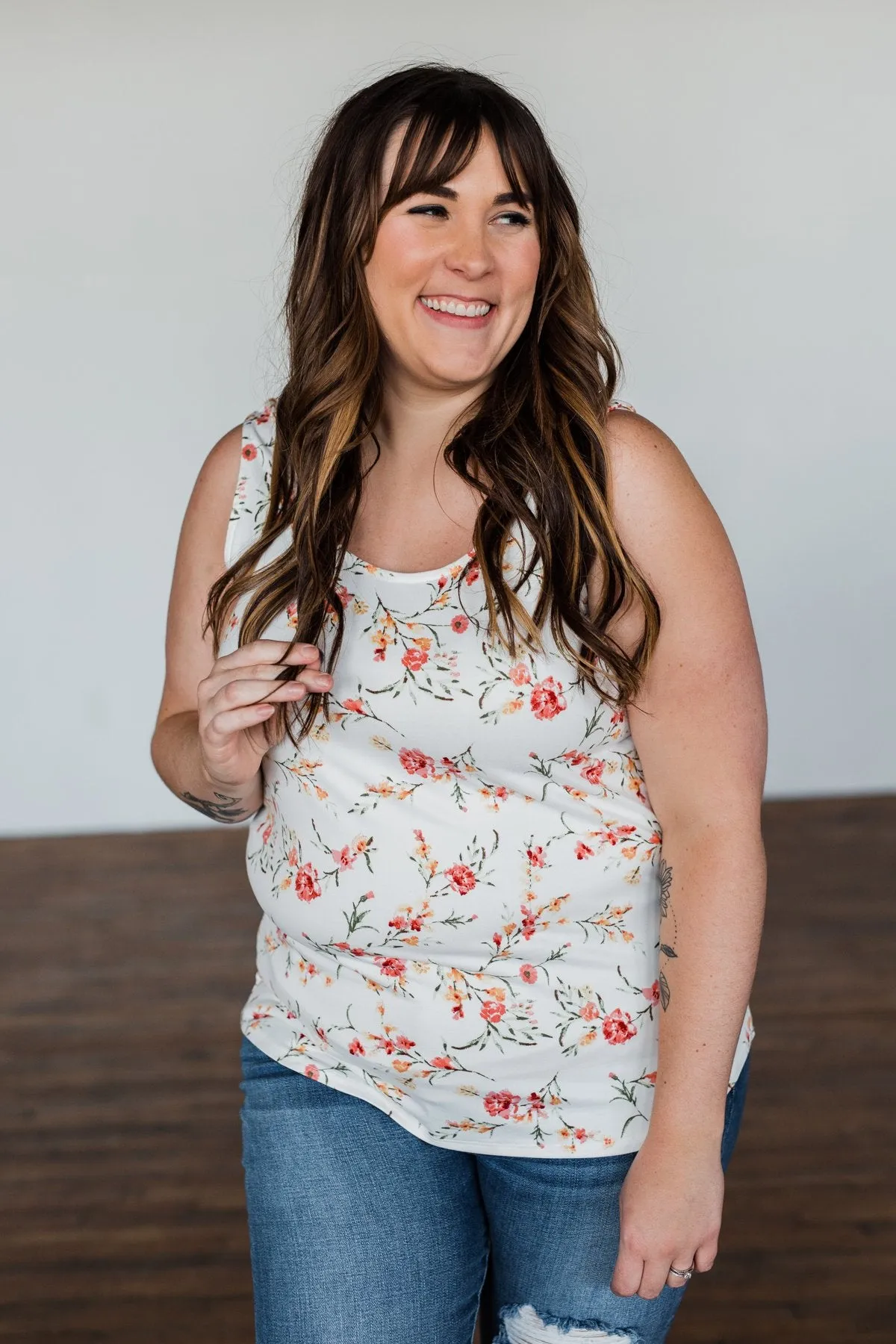 Let's Begin Again Floral Tank Top- Ivory