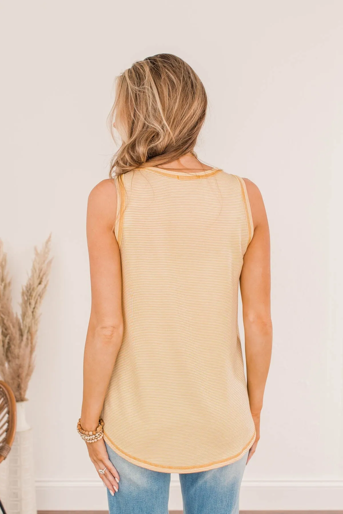 Let's Go Out Striped Tank Top- Goldenrod