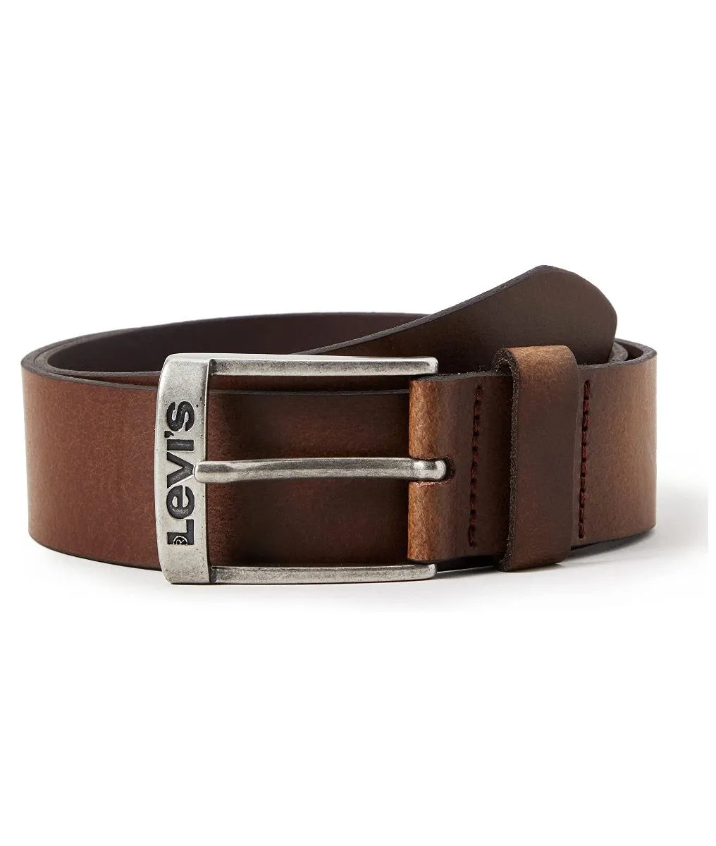 Levi's® New Duncan Leather Logo Belt Dark Brown