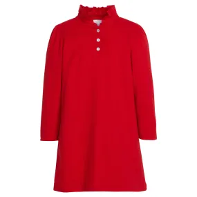 Long Sleeve Hastings Polo Dress- Red