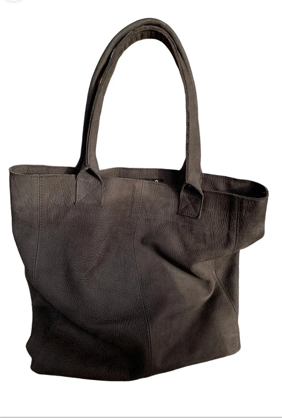 Luxury Ladies Brown Nubuck Hide Leather Hand Made Shopper Tote Bag