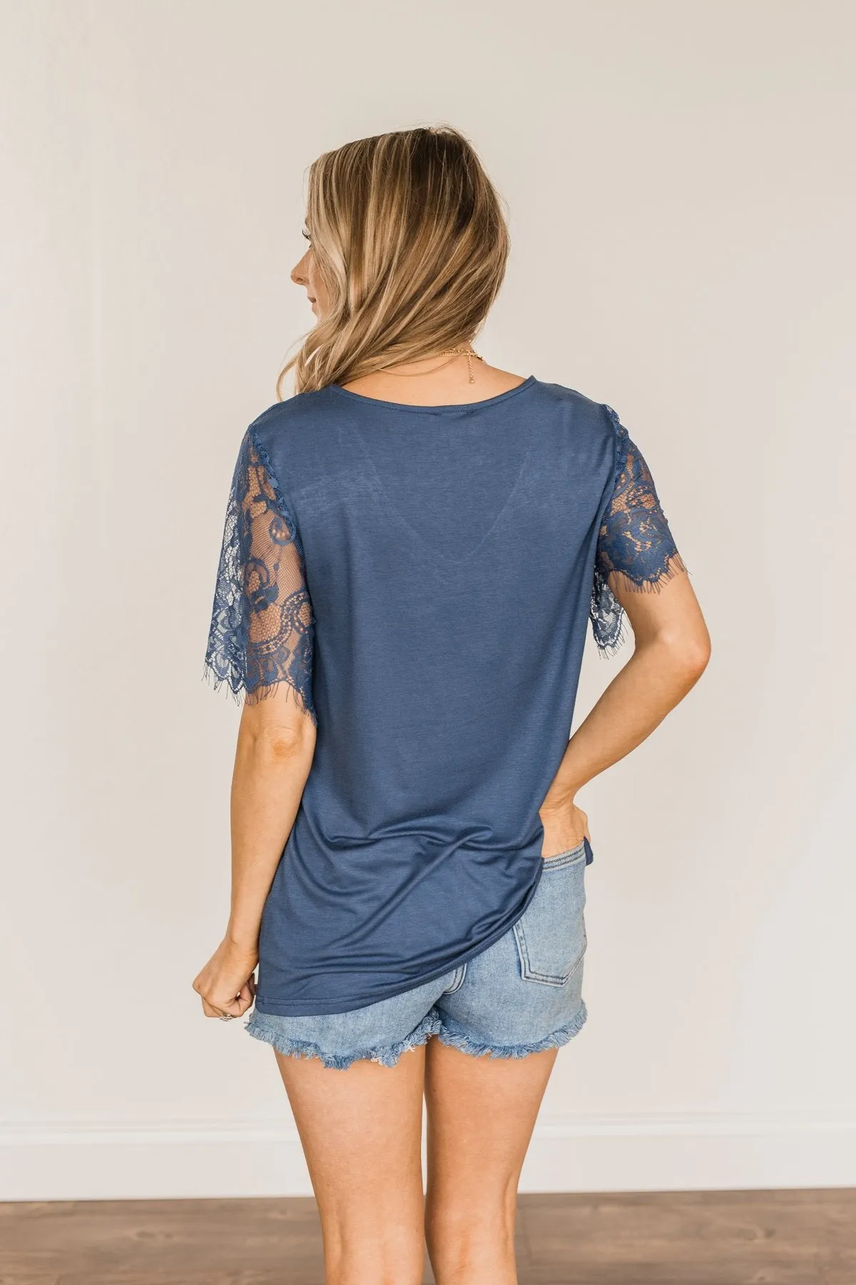 Magical Moments Lace Top- Soft Navy