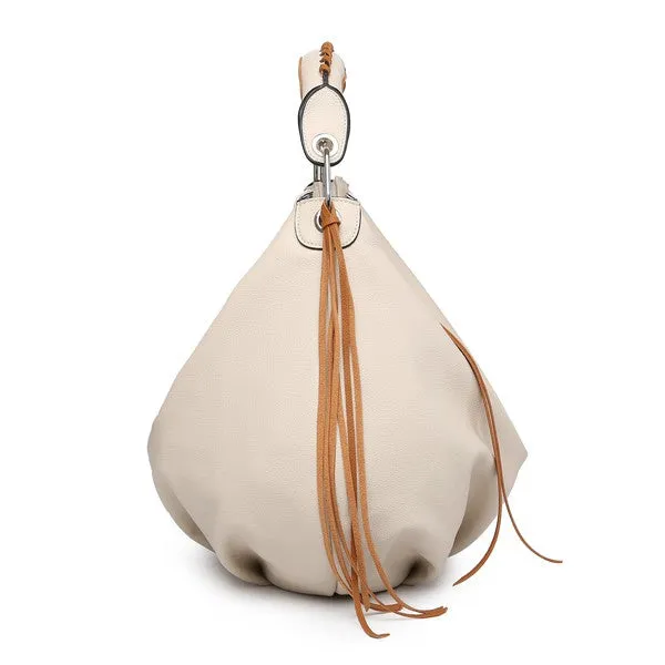 Maria Fringe Detail Contrast Hobo Handbag