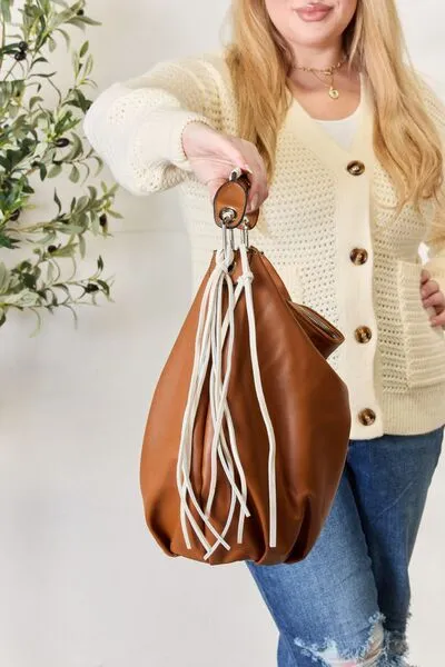 Maria Fringe Detail Contrast Hobo Handbag