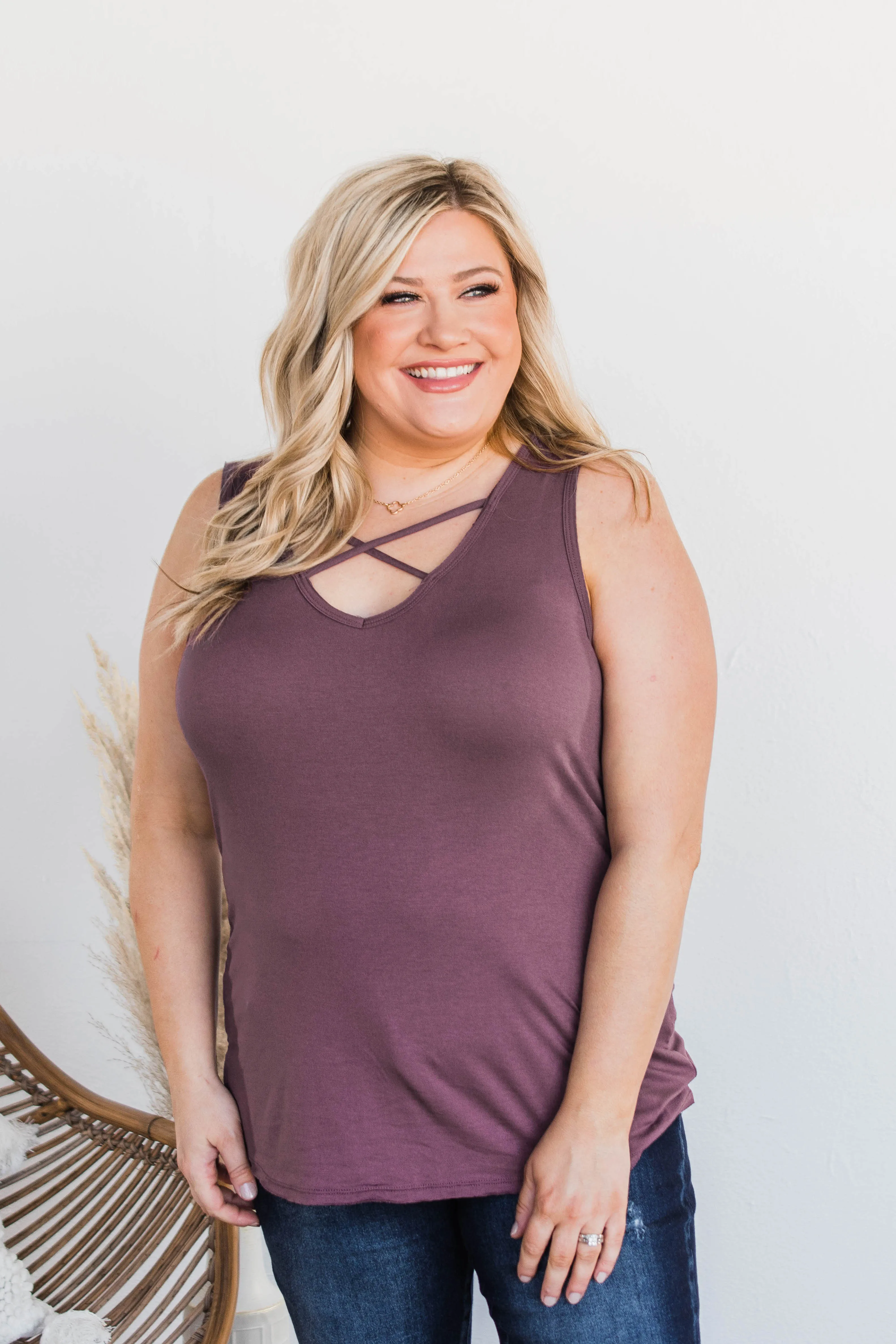 Meant What I Said Criss-Cross Tank- Eggplant