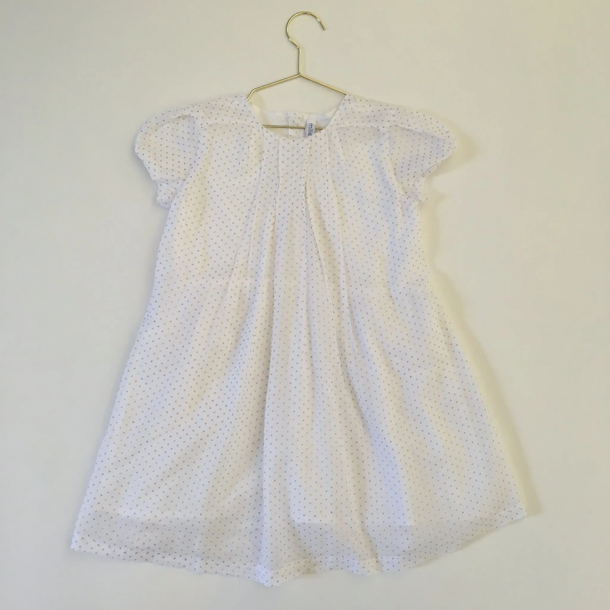 Miller White and Gold Polka Dot Summer Dress: 3 Years