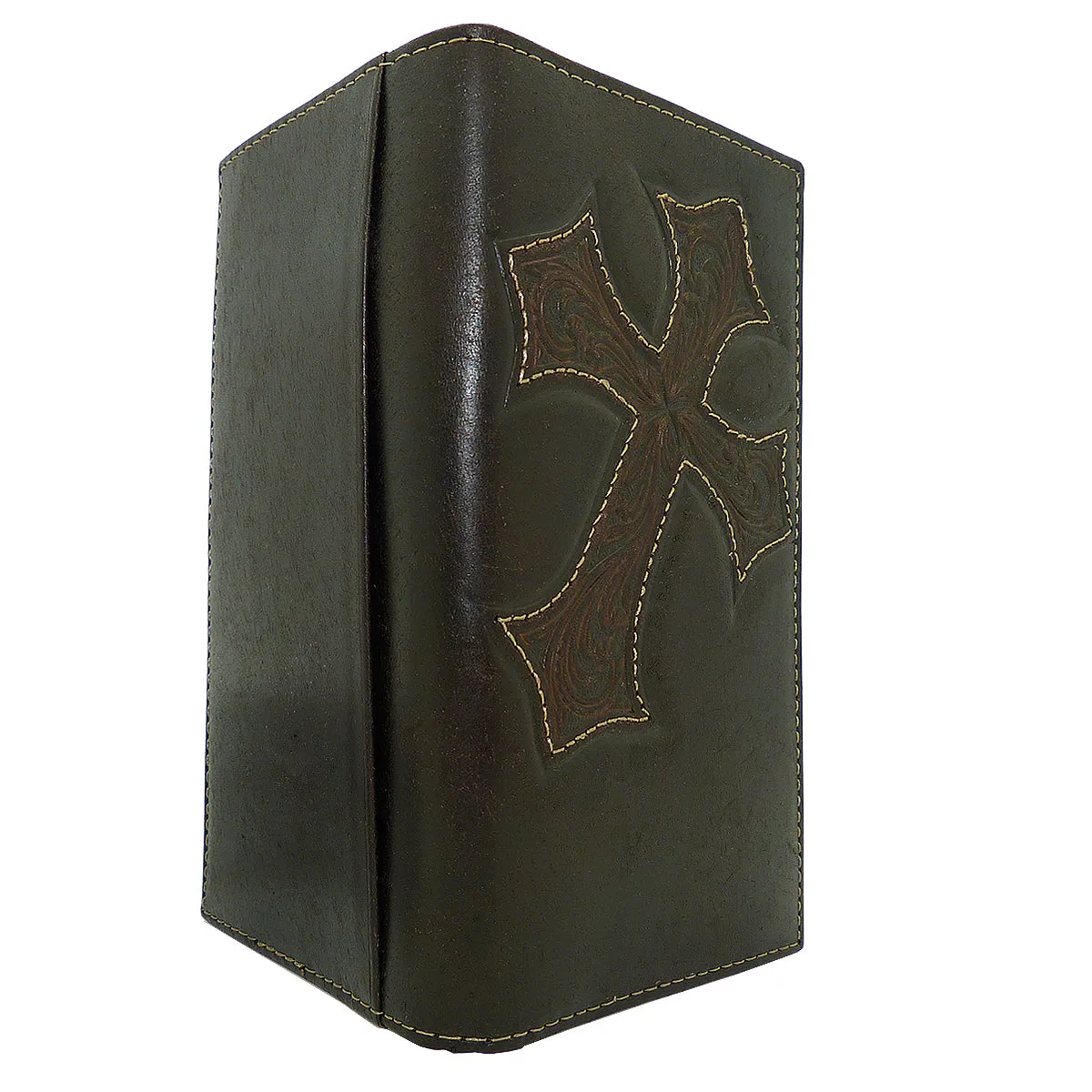 Nocona Western Leather Mens Wallet Checkbook Cover Rodeo Dark Brown w/ Diagonal Cross N5487044