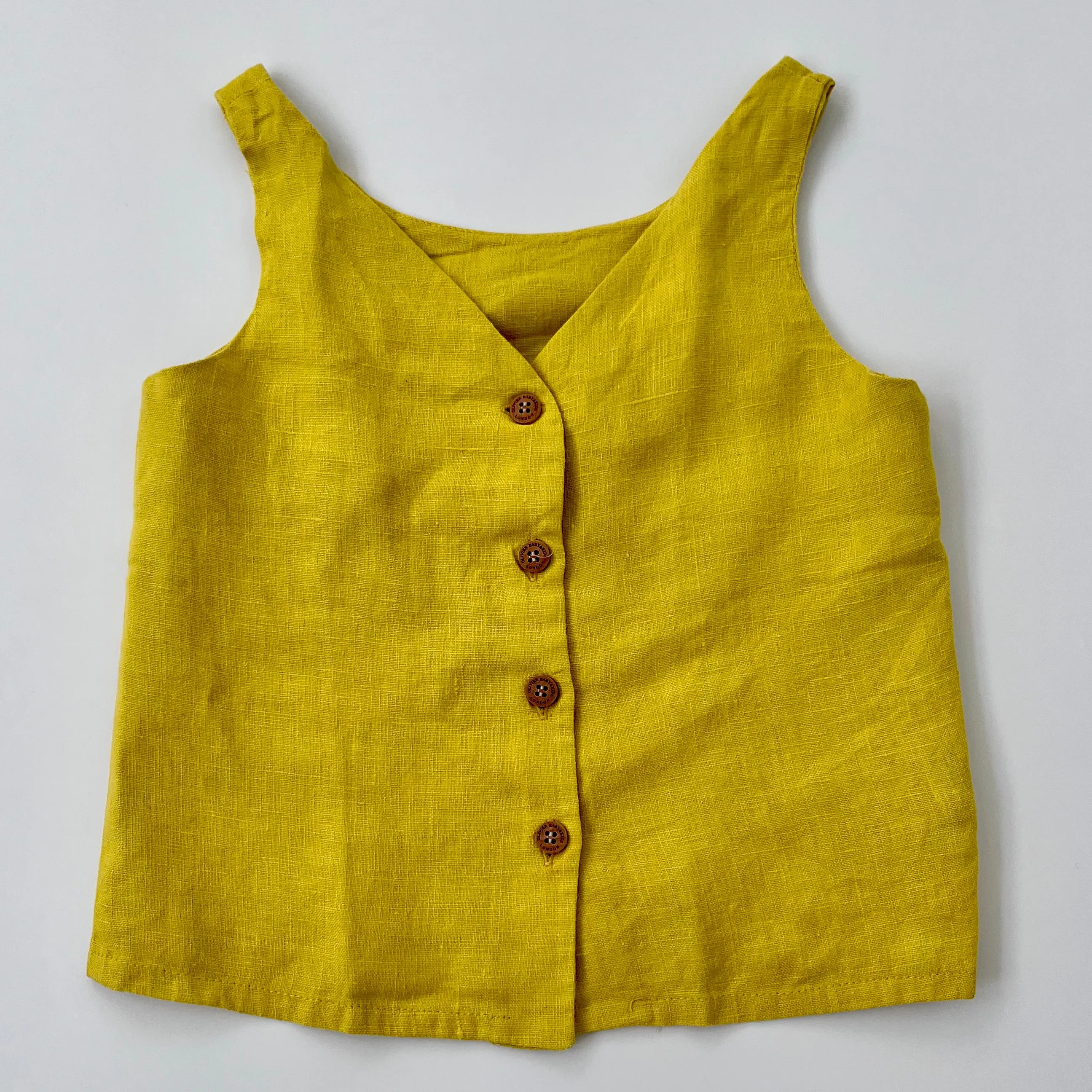 Olivier London Mustard Linen Top: 5-6 Years