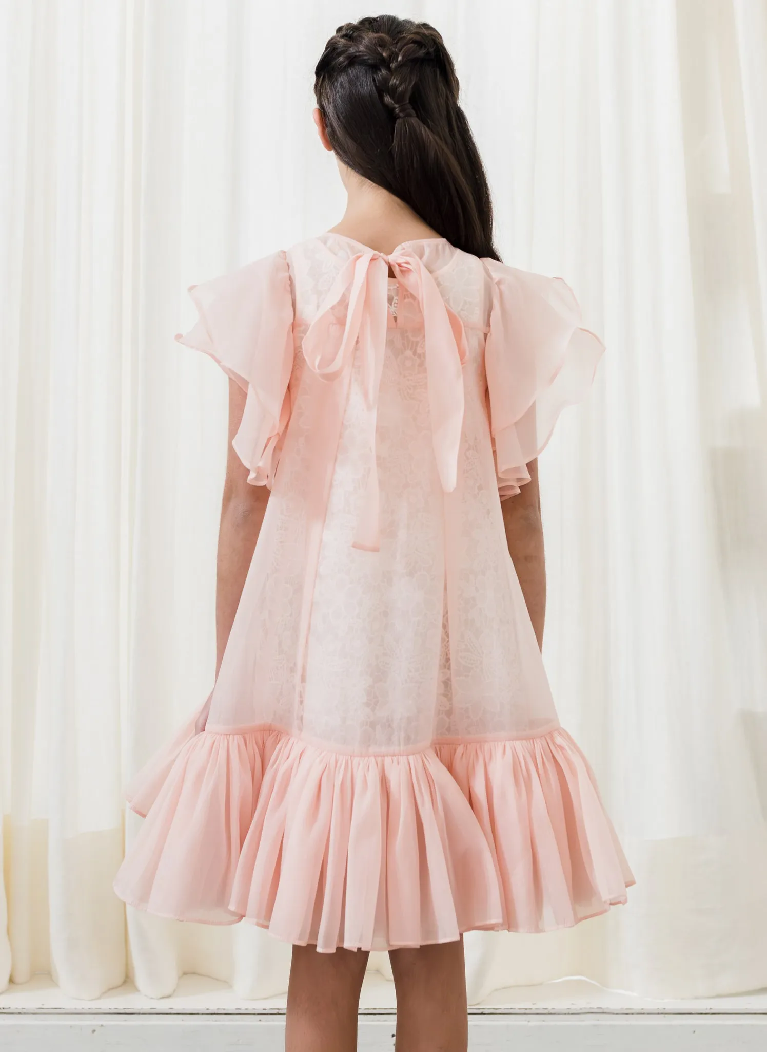 Petite Amalie Organza Overlay Dress with Lace Slip