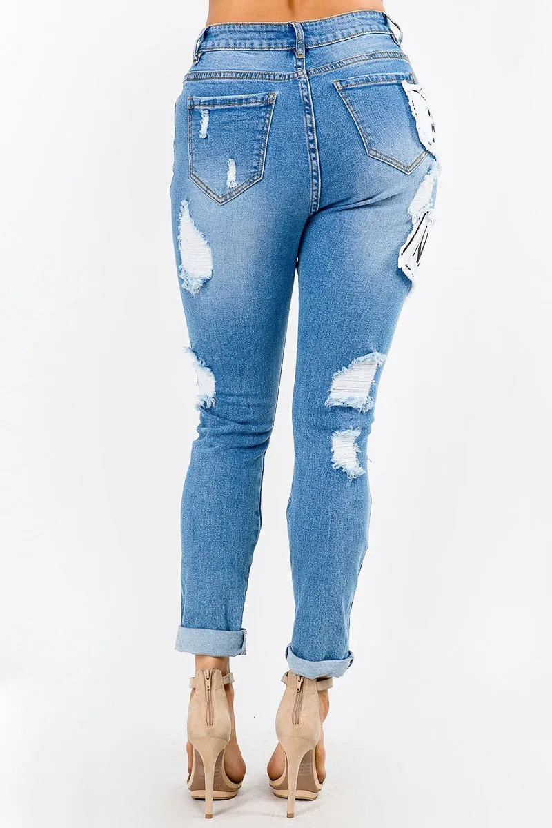 Plus-Size Fashion Tour Patch Skinny Jeans