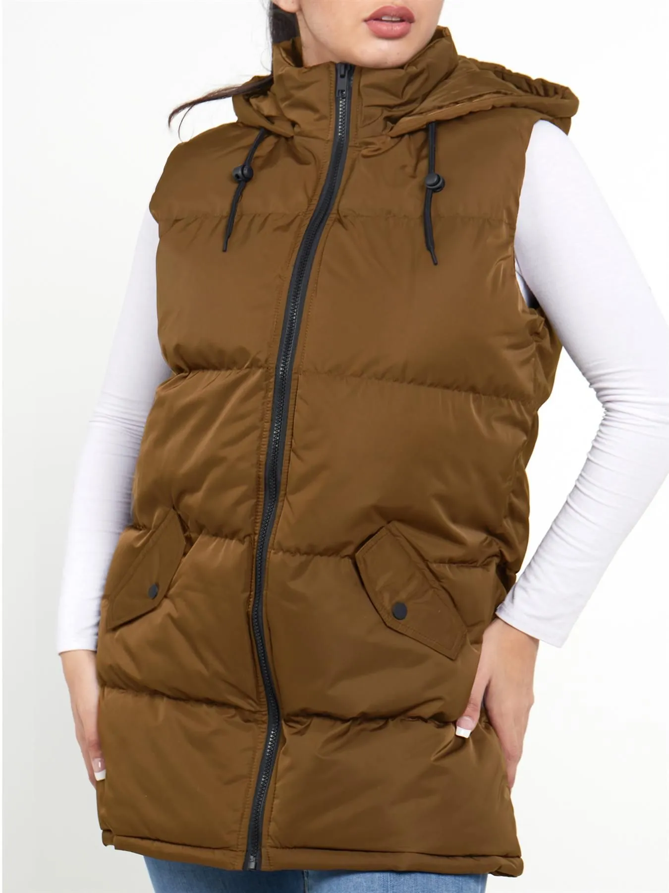 Plus Size Gilet Bodywarmer Jacket, Toffee Brown, Black, Pink, UK Sizes 18 to 25