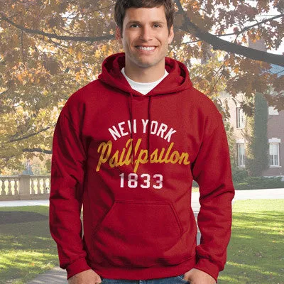 Psi Upsilon State and Date Printed Hoody - Gildan 18500 - CAD