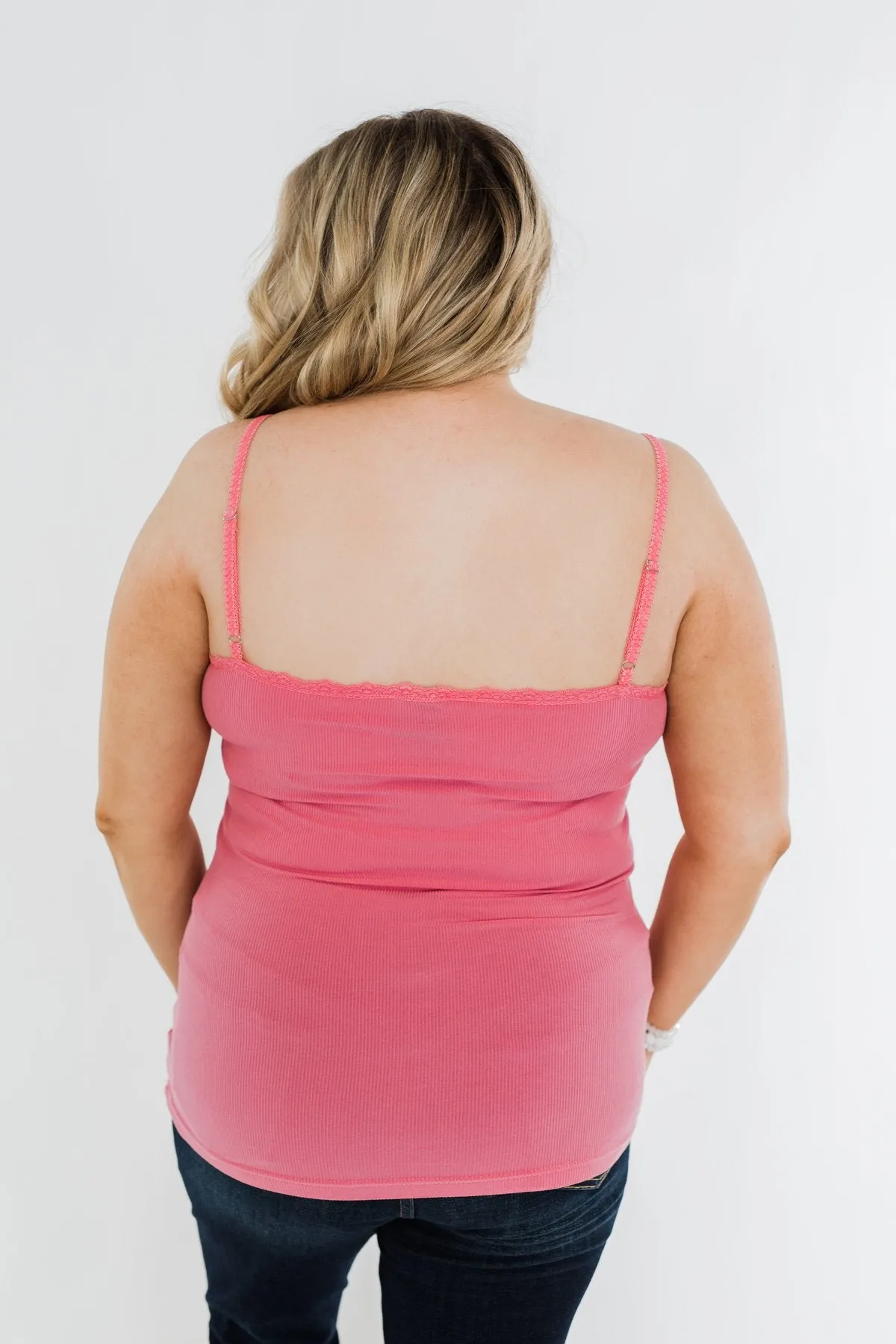 Pulse Basics Lace Trim Tank- Pink