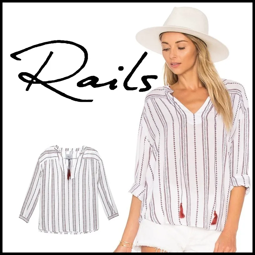 Rails  |Stripes Casual Style Shirts & Blouses