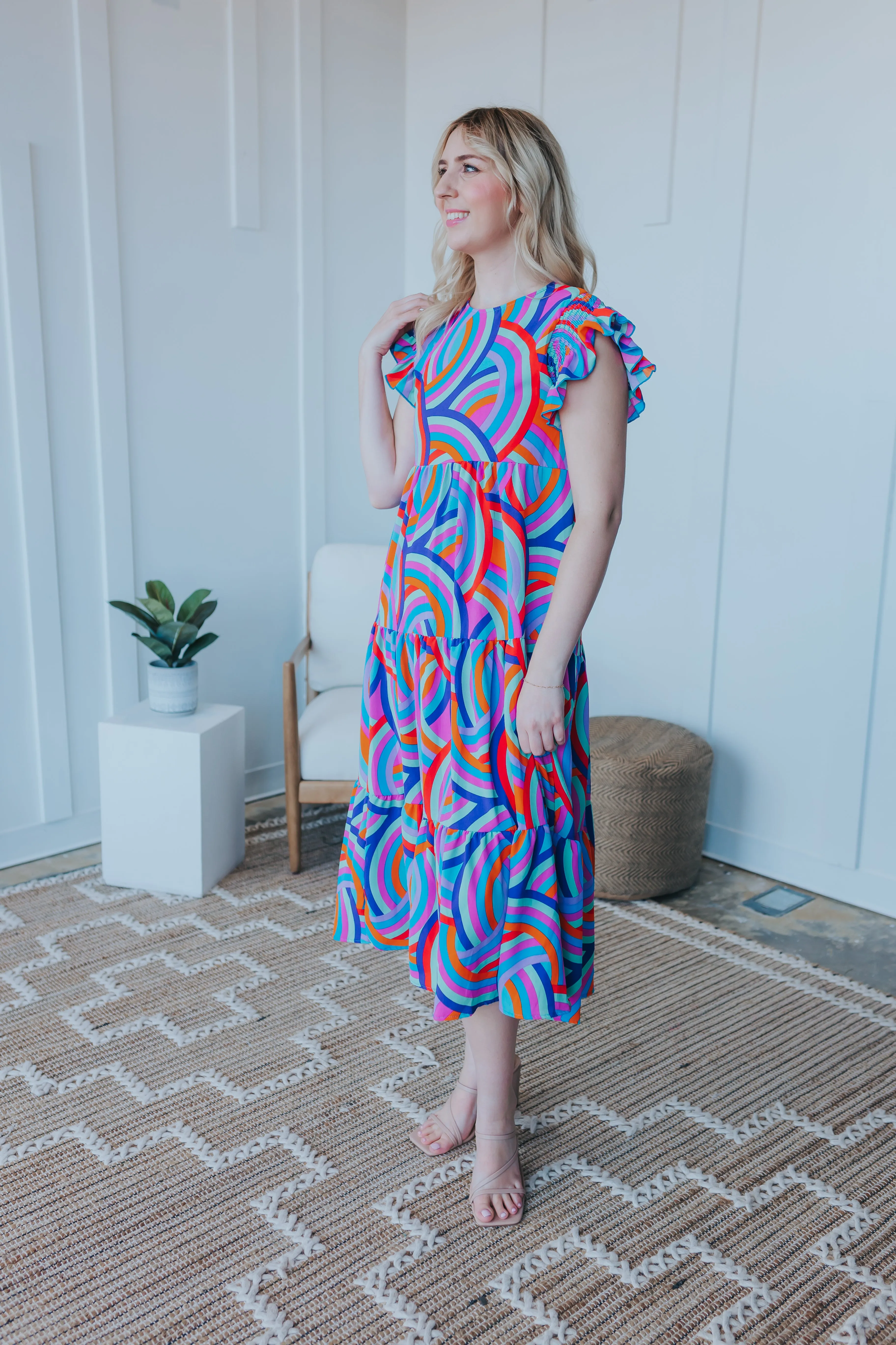 Ruffled Geo Maxi Dress