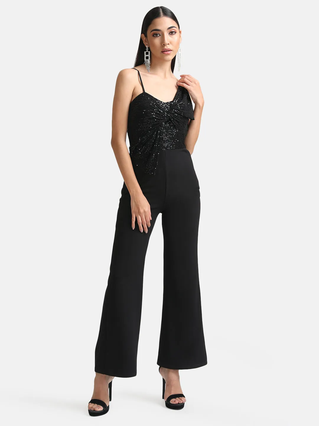 Sequin Jumpsuit With Bow