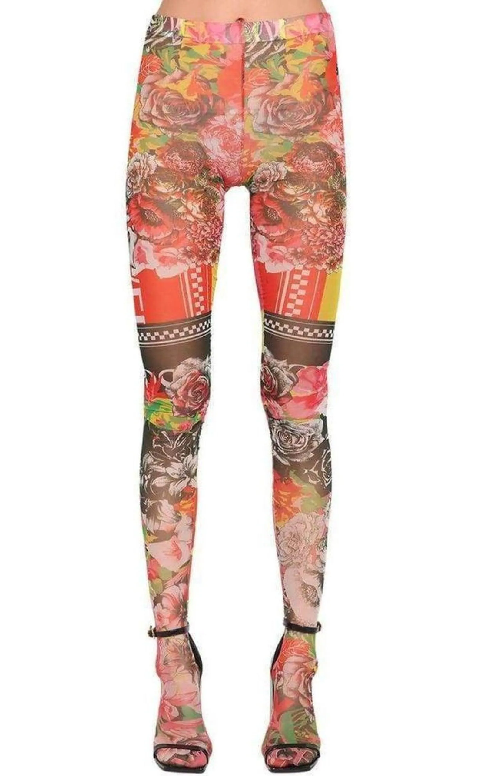 Sheer Printed Stretch Tulle Leggings