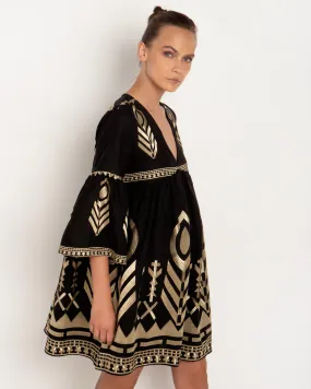 SHORT BELL SLEEVE FEATHER DRESS