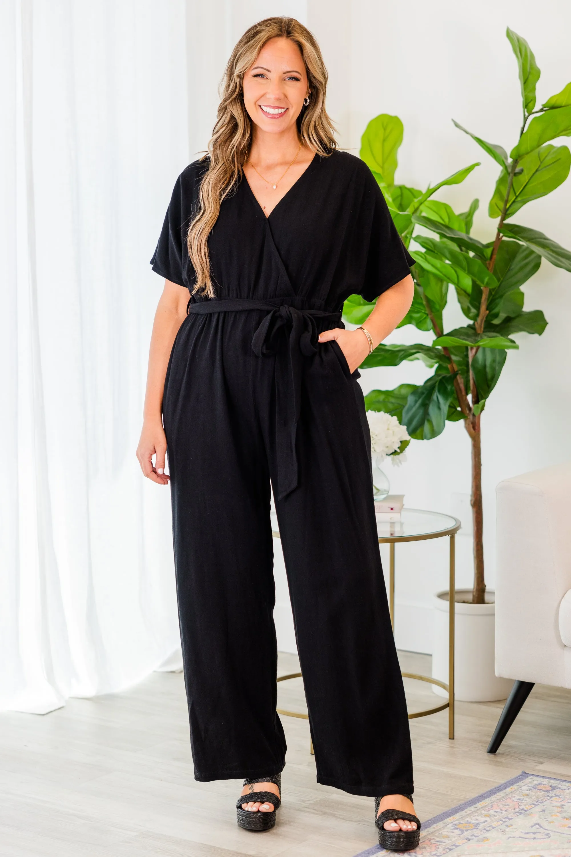 Simply Carried Away Jumpsuit, Black