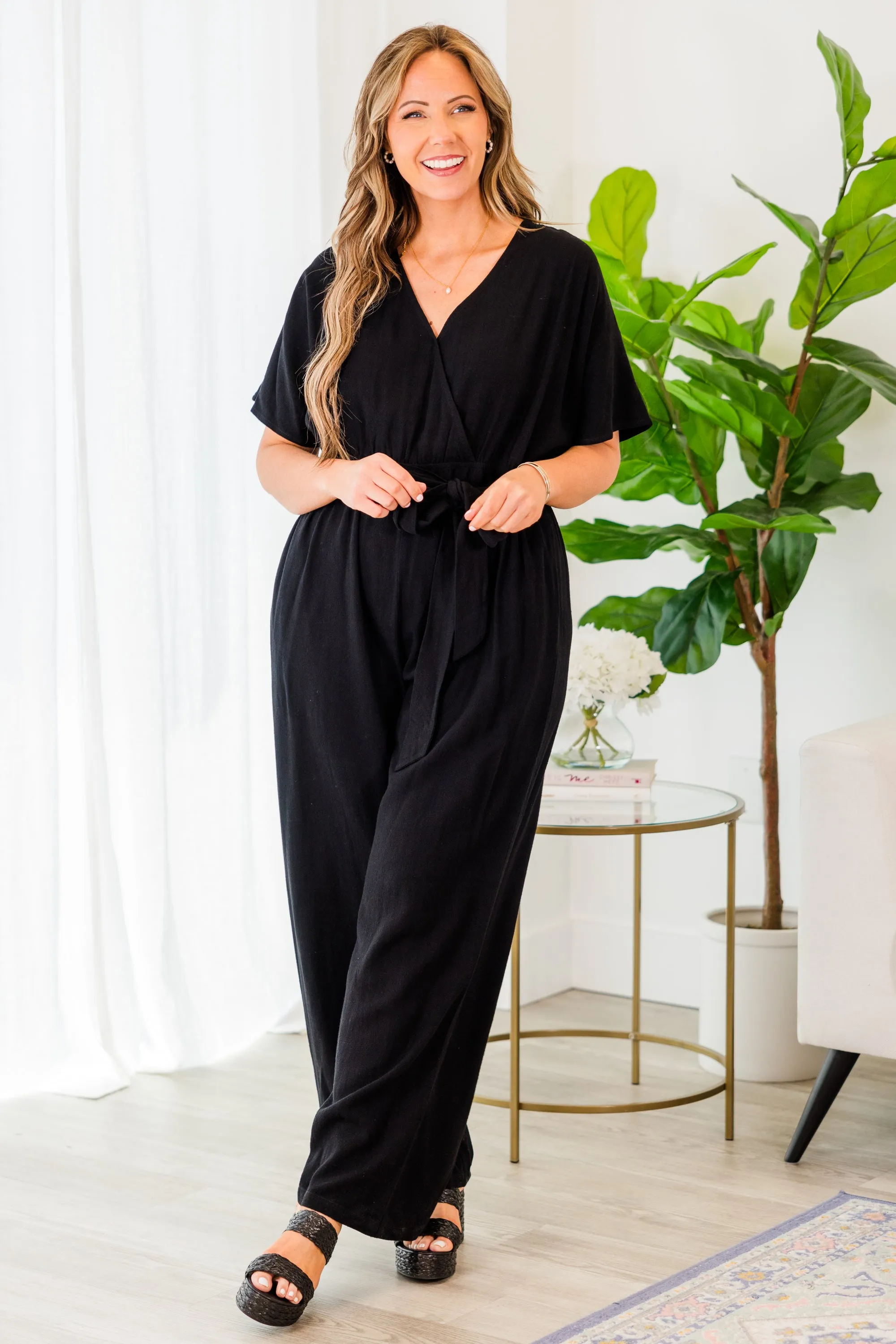 Simply Carried Away Jumpsuit, Black