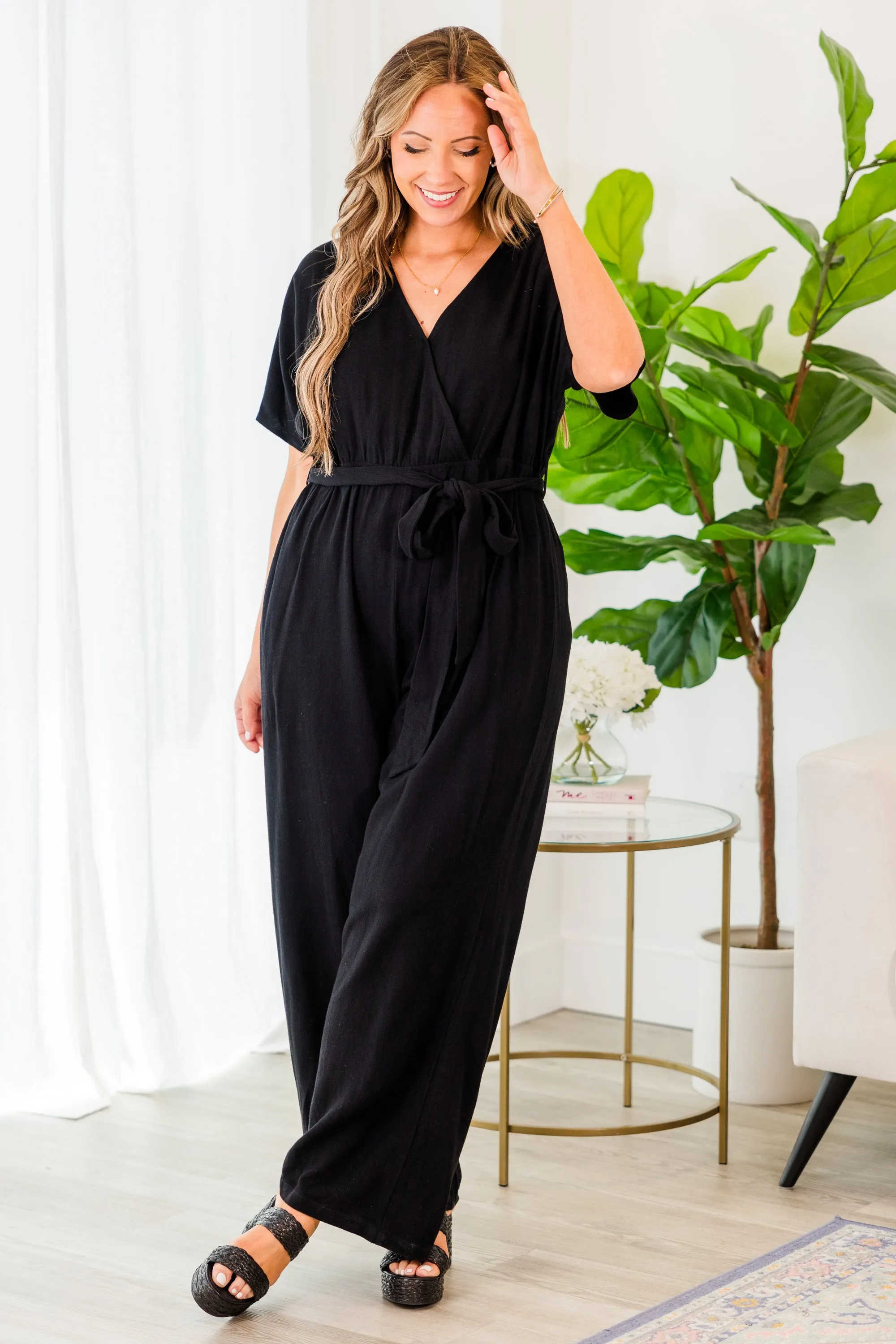 Simply Carried Away Jumpsuit, Black