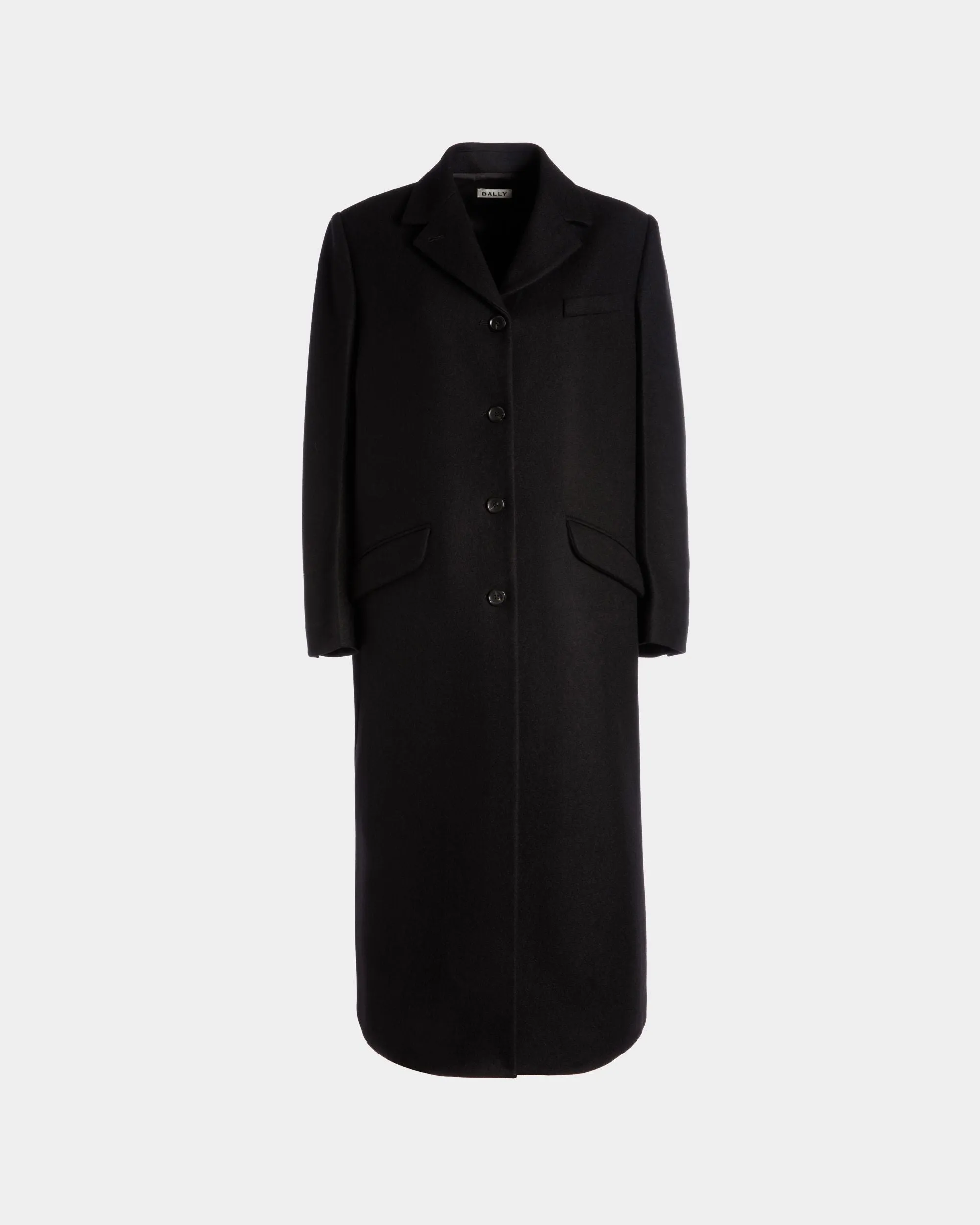 Single-Breasted Coat In Black Wool Blend