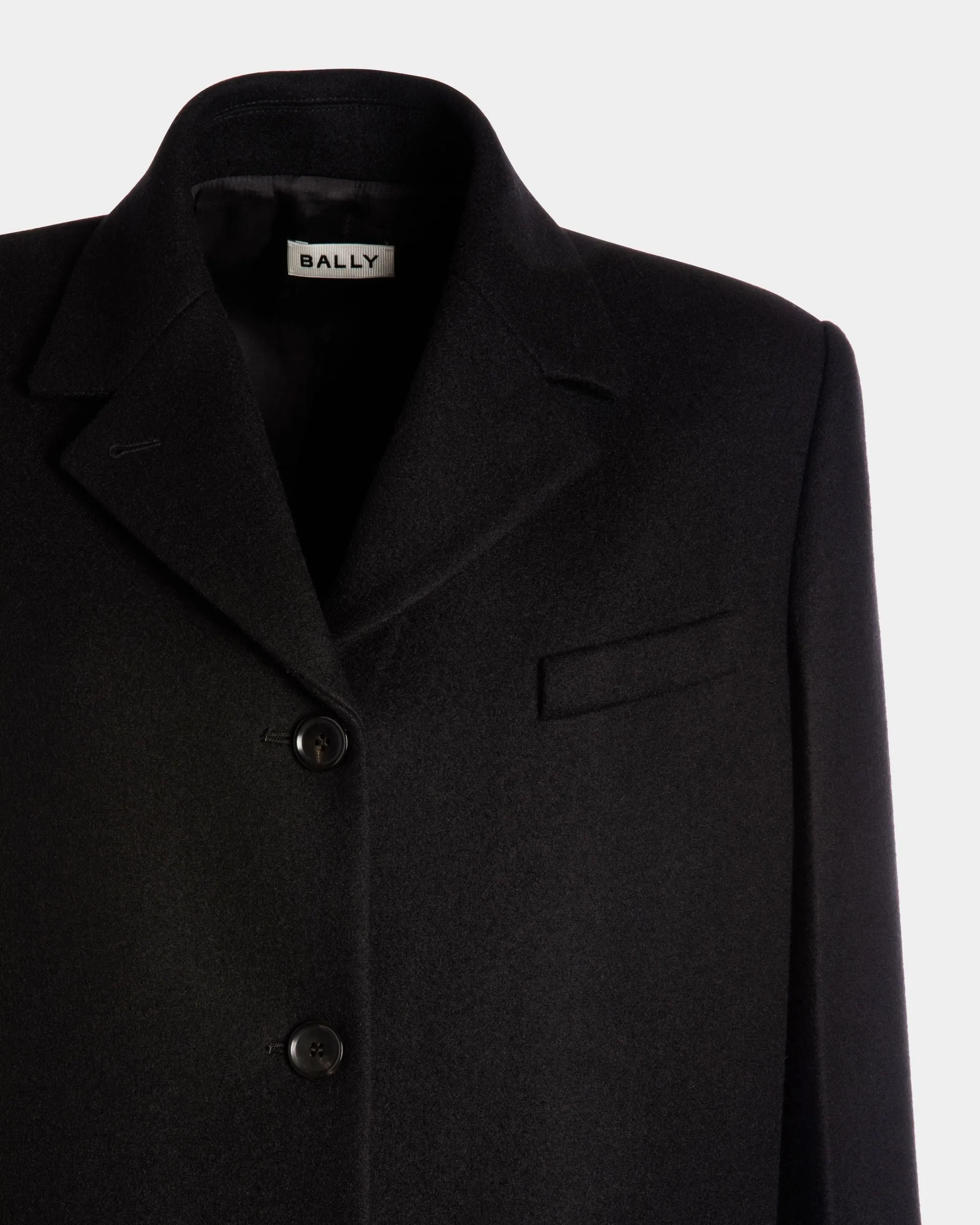 Single-Breasted Coat In Black Wool Blend