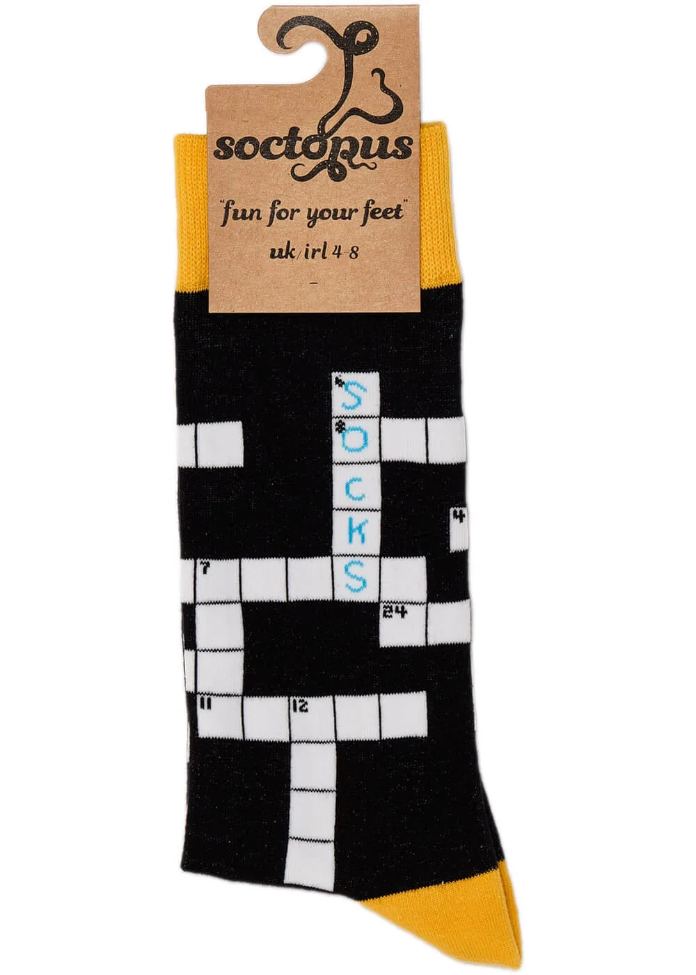 Soctopus Crossword Socks Black