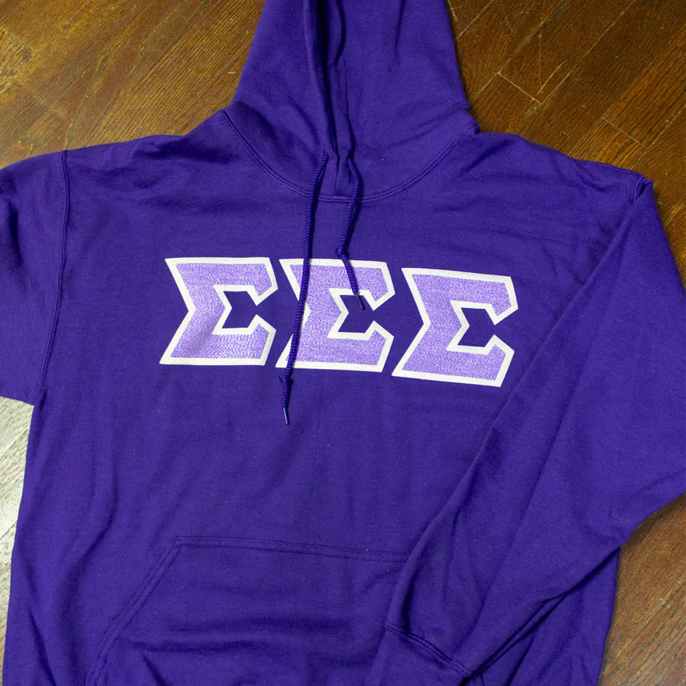 Sorority Letter Hooded Sweatshirt with Glitter Options - G185 - Twill