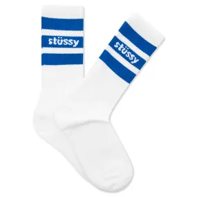 Stripe Crew Socks - White/Blue