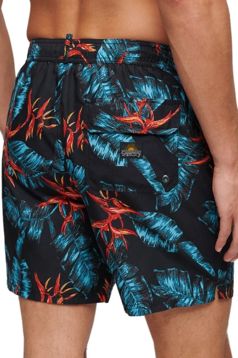 Superdry Hawaiian Print Swim Shorts Dark Navy Fire