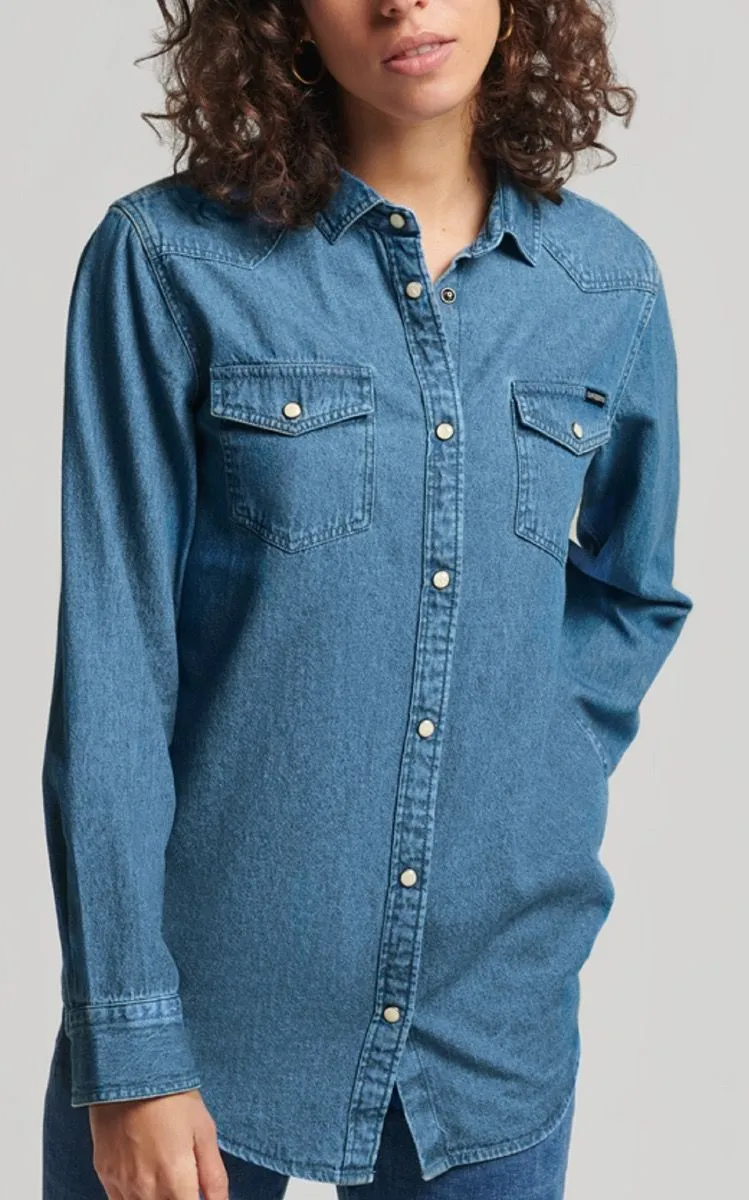 Superdry Womens Classic Western Shirt Light Wash