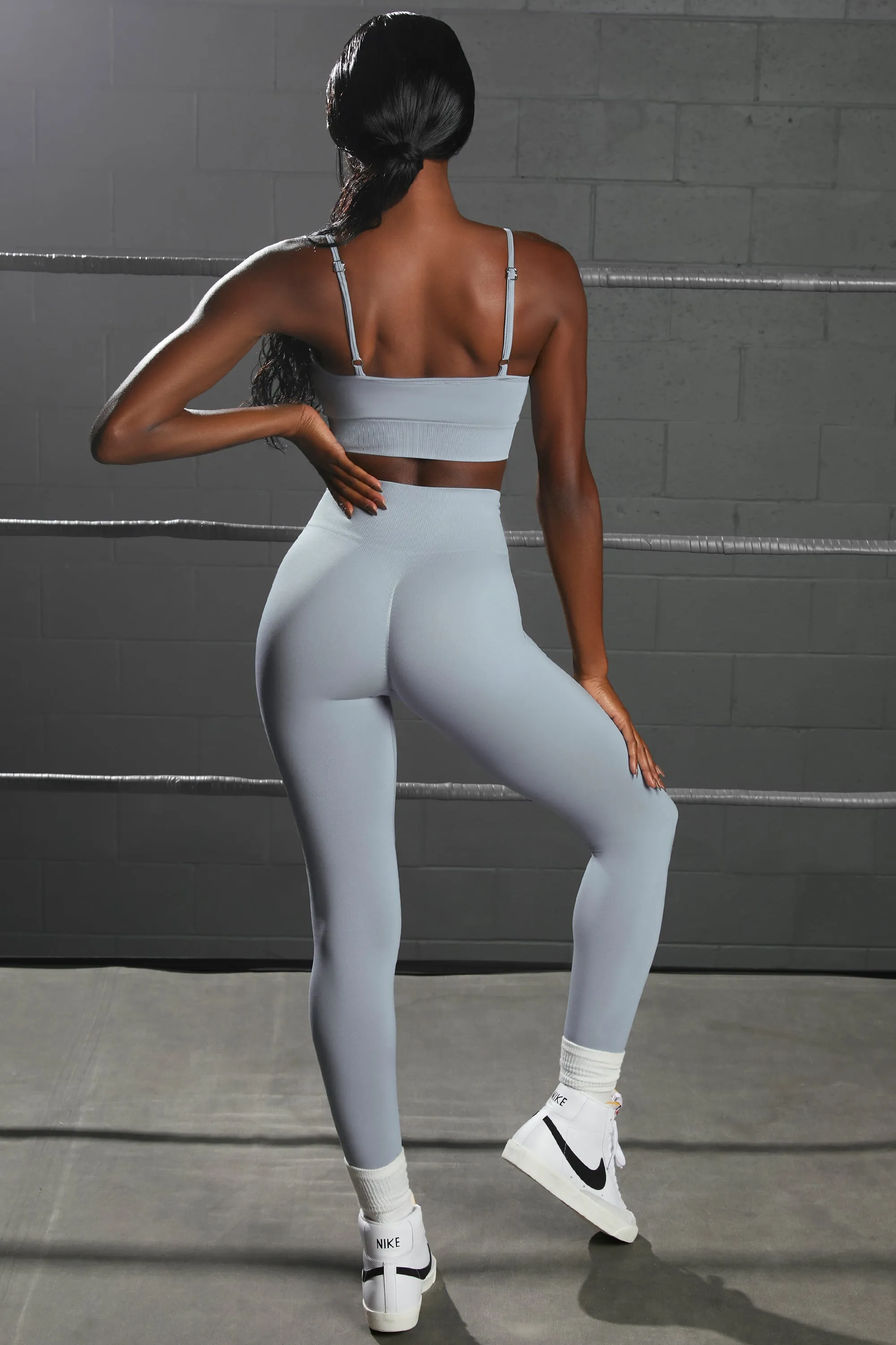 Surge Curved Waist Seamless Leggings in Light Blue