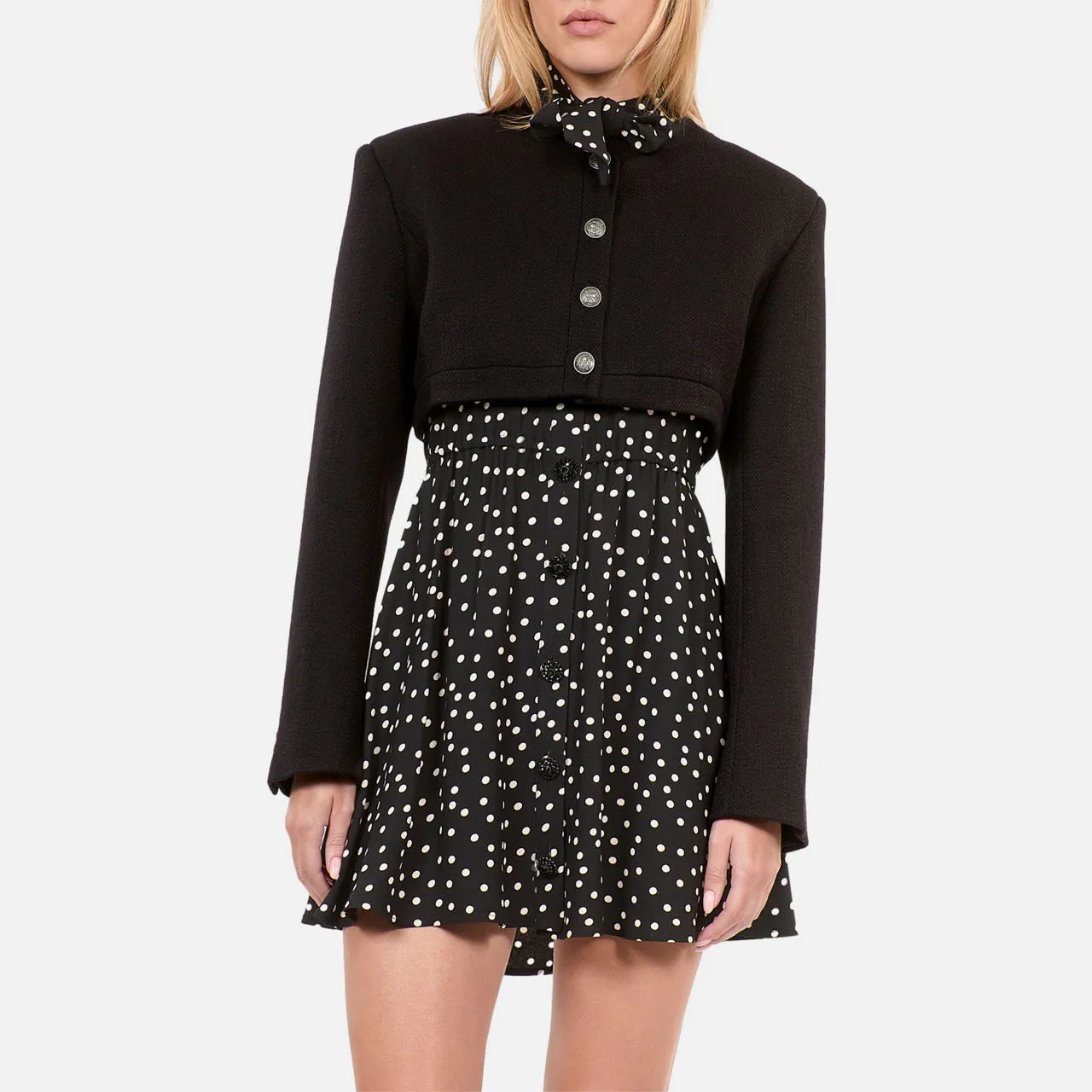 THE KOOPLES Cropped Button Through Jacket - Black