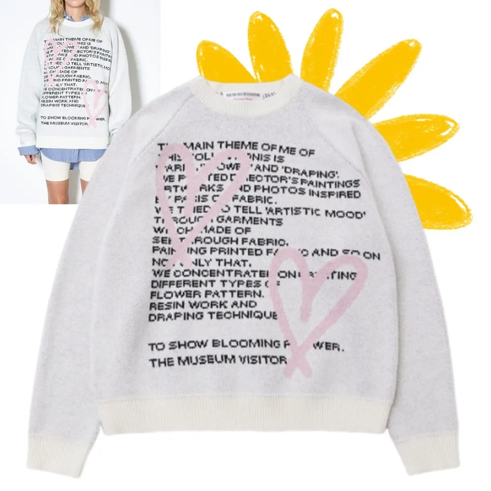 THE MUSEUM VISITOR  |Heart Unisex Street Style Oversized Logo Sweaters