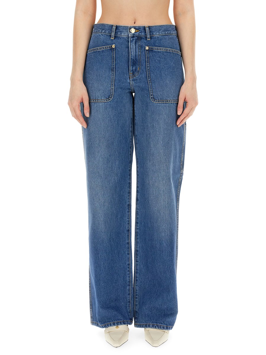 TORY BURCH    COTTON DENIM CARGO JEANS