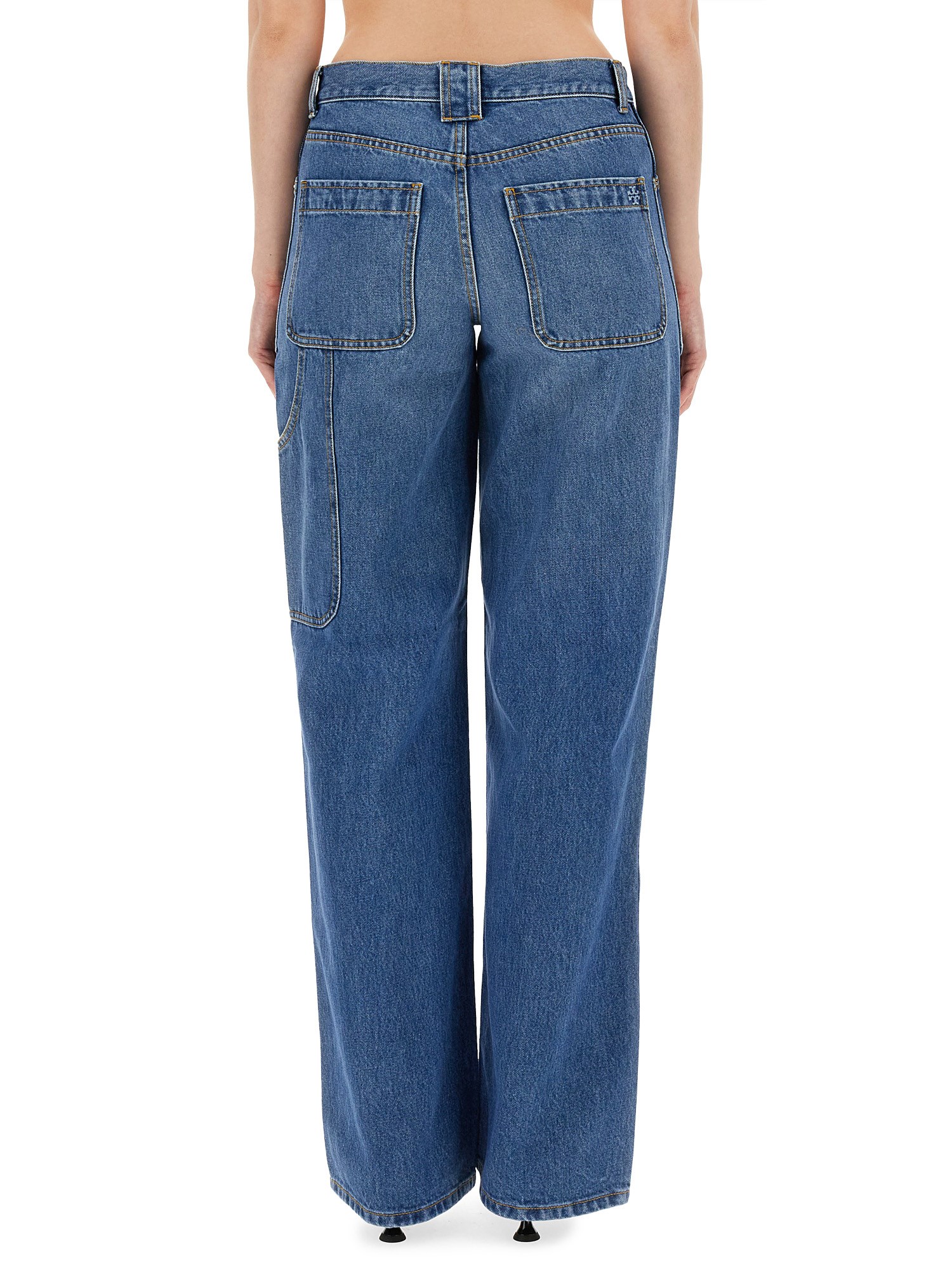 TORY BURCH    COTTON DENIM CARGO JEANS