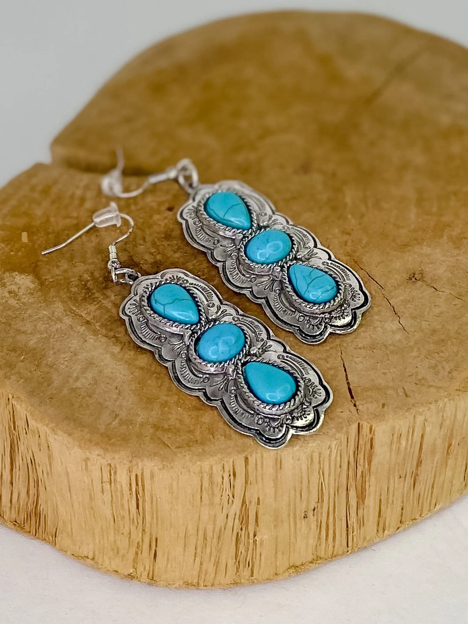 Triple Stone Western Statement Earring