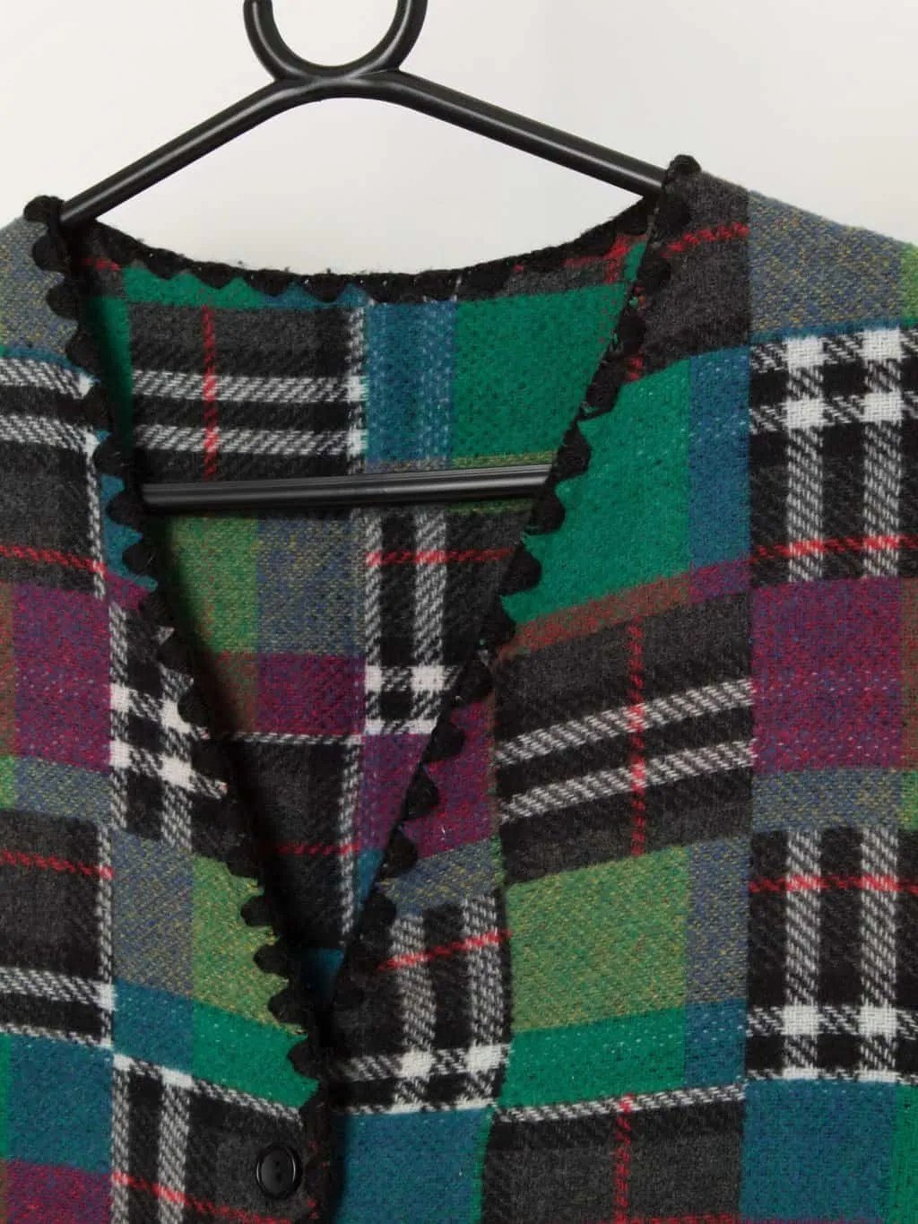 Vintage colourful checked vest, made in Britain – Large