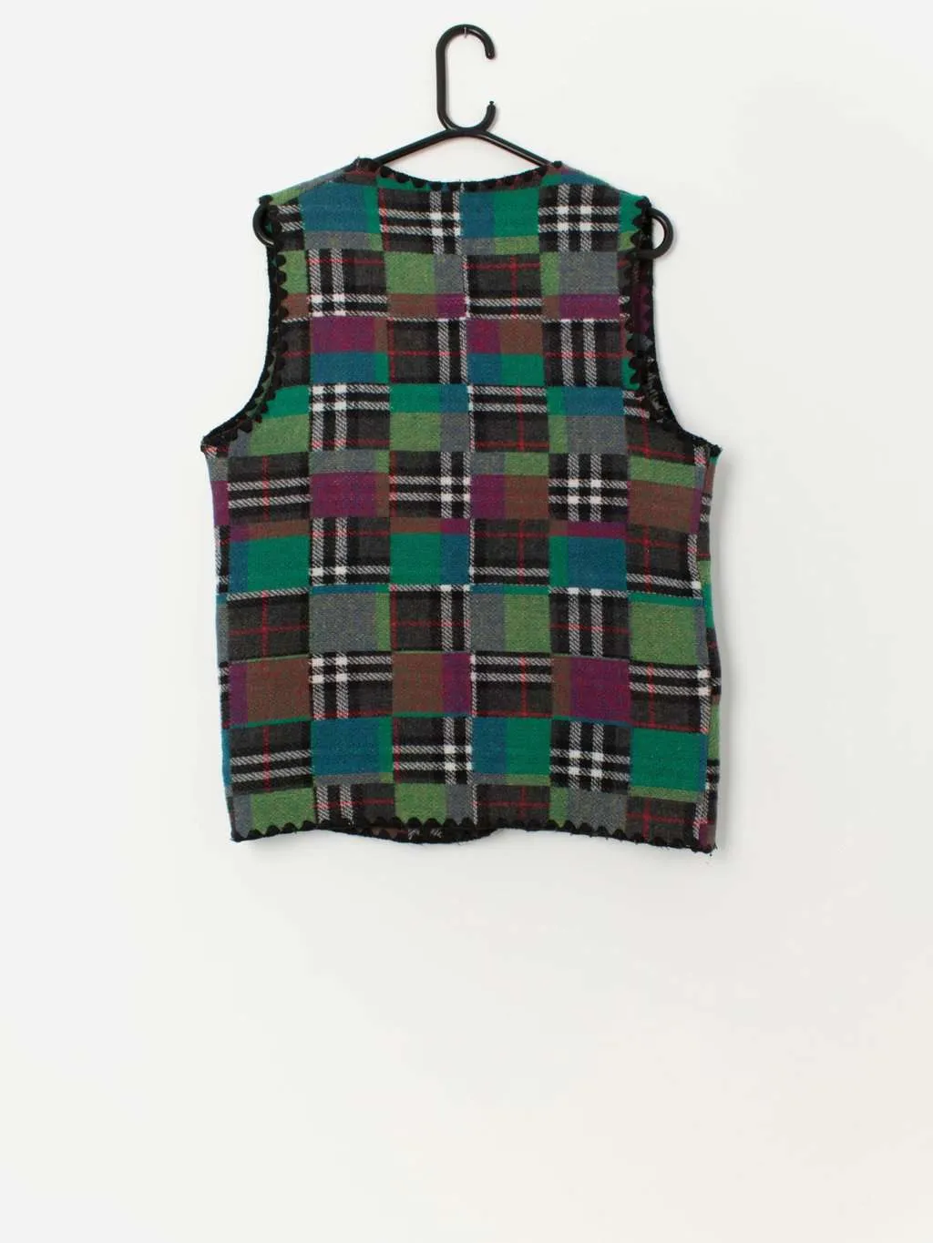 Vintage colourful checked vest, made in Britain – Large