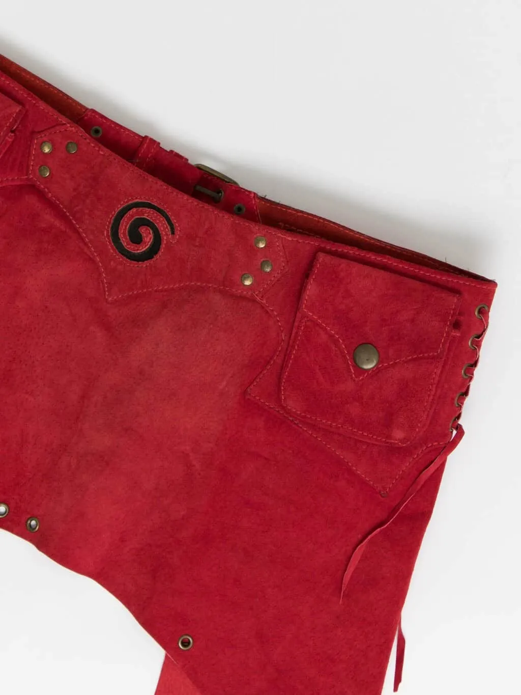 Vintage Y2K red suede festival belt bag – One Size