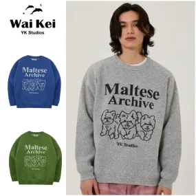 Wai Kei  |Unisex Street Style Long Sleeves Logo Sweaters