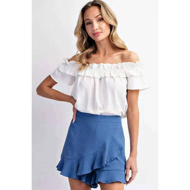 Whimsical High Waist Ruffle Wrap Short