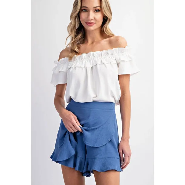 Whimsical High Waist Ruffle Wrap Short