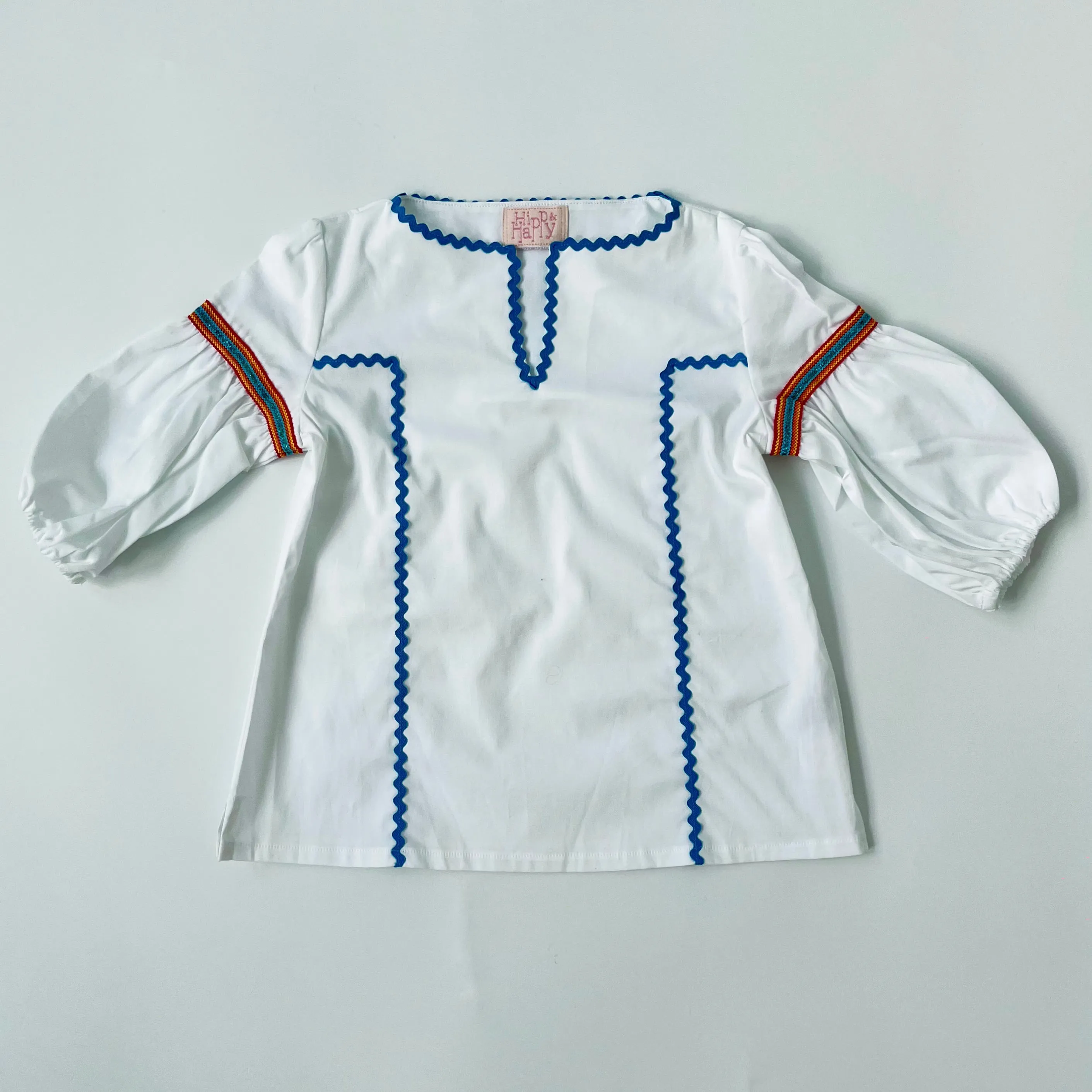 White Kaftan With Ric Rac Trim: 3-4 Years & 9-10 Years